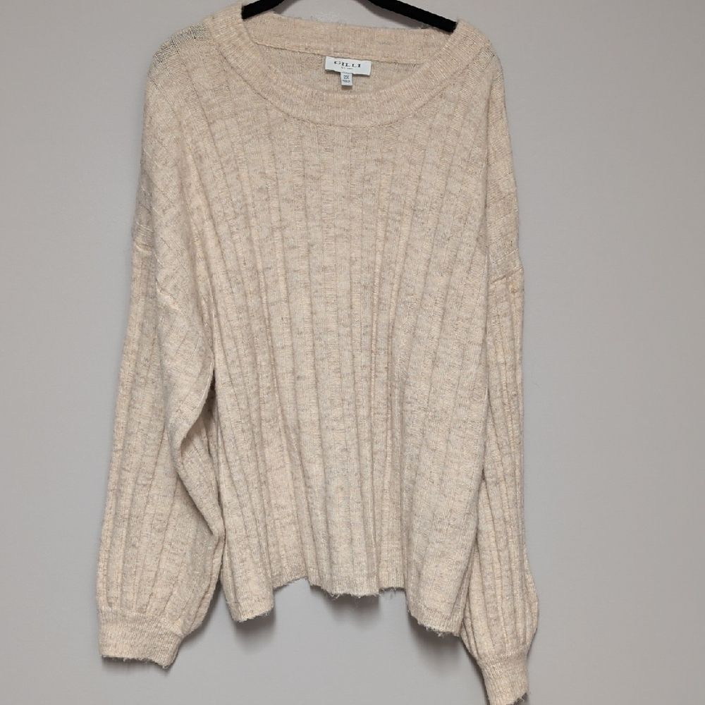 Gilli Cream Ribbed Crew Neck Sweater